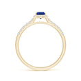 Pear Lab-Grown Blue Sapphire with Halo Moissanite Promise Ring