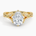 Pear Moissanite Floral Openwork Cathedral Engagement Ring