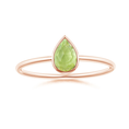 Pear Peridot Bezel Promise Ring – 1.6 mm