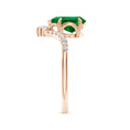 Pear-Shaped Lab-Created Emerald with Moissanite Chevron Engagement Ring