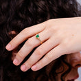 Pear Solitaire Lab Emerald with Trio Moissanite Accents Promise Ring