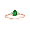 Pear Solitaire Lab Emerald with Trio Moissanite Accents Promise Ring