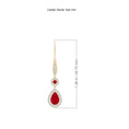 Pear and Round Lab Ruby with Halo Moissanite Drop Earrings