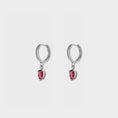 Load image into Gallery viewer, Pear Shaped Ruby Drop Huggie Hoop Earrings