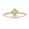 Peridot Four-Leaf Clover with Beaded Shank Promise Ring – 1.6 mm
