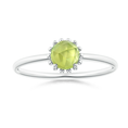 Peridot Solitaire with Beaded Halo Promise Ring – 1.6 mm