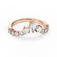 Petal Crown Marquise Chevron Moissanite Wedding Band