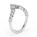 Petal Crown Marquise Chevron Moissanite Wedding Band