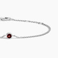 Petite 3mm Round Cut Garnet Bezel S925 Sterling Silver Bracelet