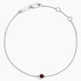 Petite 3mm Round Cut Garnet Bezel S925 Sterling Silver Bracelet
