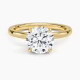 Petite Round Cut Petal Prong Solitaire Moissanite Engagement Ring