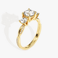 Load image into Gallery viewer, Petite Twisted Vine Three-Stone Moissanite Engagement Ring