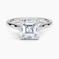 Load image into Gallery viewer, Petite 4-Prong Asscher Cut Solitaire Moissanite Engagement Ring