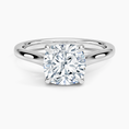 Load image into Gallery viewer, Petite 4-Prong Cushion Cut Solitaire Moissanite Engagement Ring