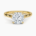 Load image into Gallery viewer, Petite 4-Prong Cushion Cut Solitaire Moissanite Engagement Ring