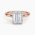 Load image into Gallery viewer, Petite 4-Prong Emerald Cut Solitaire Moissanite Engagement Ring