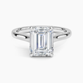 Load image into Gallery viewer, Petite 4-Prong Emerald Cut Solitaire Moissanite Engagement Ring