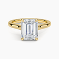 Load image into Gallery viewer, Petite 4-Prong Emerald Cut Solitaire Moissanite Engagement Ring