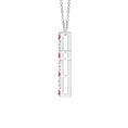 Pink Tourmaline with Moissanite Cross Pendant Necklace
