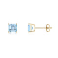 Princess Cut Aquamarine Solitaire Stud Earrings