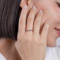 Princess Cut Lab-Created Ruby and Moissanite Semi Eternity Wedding Band
