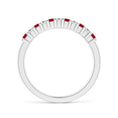 Princess Cut Lab-Created Ruby and Moissanite Semi Eternity Wedding Band