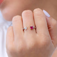 Princess-Cut Lab-Created Ruby and Pear Moissanite Toi et Moi Promise Ring