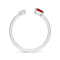 Princess-Cut Lab-Created Ruby and Pear Moissanite Toi et Moi Promise Ring