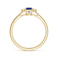 Princess Cut Lab Sapphire Three-Stone Promise Ring with Moissanite Accents
