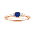 Princess Cut Lab Sapphire Three-Stone Promise Ring with Moissanite Accents
