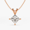 Load image into Gallery viewer, Princess Cut Moissanite Double Bail Solitaire Pendant Necklace