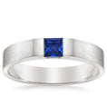 Load image into Gallery viewer, Princess Cut Sapphire Flush-Set Matte Finish Wedding Band - 4.0 mm