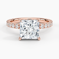 Princess Cut Three-Quarter Pavé Band Moissanite Engagement Ring with Hidden Halo