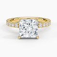 Princess Cut Three-Quarter Pavé Band Moissanite Engagement Ring with Hidden Halo