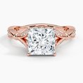 Princess Moissanite Floral Openwork Cathedral Engagement Ring