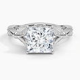 Princess Moissanite Floral Openwork Cathedral Engagement Ring