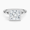Load image into Gallery viewer, Princess Cut Bezel Moissanite Engagement Ring