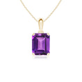 Prong-Set Emerald-Cut Amethyst Pendant Necklace