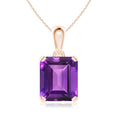 Prong-Set Emerald-Cut Amethyst Pendant Necklace