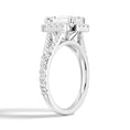 Halo Emerald Cut Split-Shank Moissanite Engagement Ring