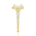 Halo Emerald Cut Split-Shank Moissanite Engagement Ring