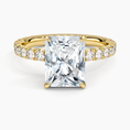 Radiant Cut French Pavé Moissanite Engagement Ring with Hidden Halo