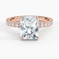 Radiant Cut Three-Quarter Pavé Band Moissanite Engagement Ring with Hidden Halo