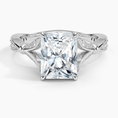 Radiant Moissanite Floral Openwork Cathedral Engagement Ring