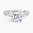 Ribbed Asscher Brilliant Moissanite Engagement Ring