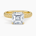 Ribbed Asscher Brilliant Moissanite Engagement Ring