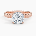 Ribbed Cushion Brilliant Moissanite Engagement Ring