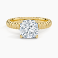 Ribbed Cushion Brilliant Moissanite Engagement Ring
