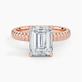 Ribbed Emerald Brilliant Moissanite Engagement Ring