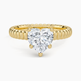 Ribbed Heart Brilliant Moissanite Engagement Ring